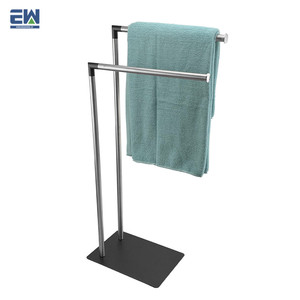 En forma <span class=keywords><strong>de</strong></span> L <span class=keywords><strong>de</strong></span> acero inoxidable ropa <span class=keywords><strong>de</strong></span> <span class=keywords><strong>pie</strong></span> estante extraíble toalla Rack percha - Product Image 2