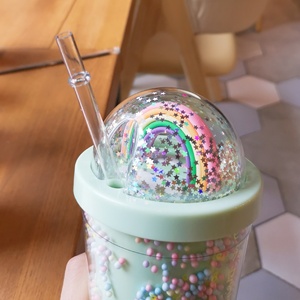 クリエイティブでキュートなカラフルビーズレインボーカップ、女の子用プラスチック製水筒（大人用） - Product Image 5
