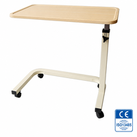 Table de lit réglable en hauteur en acier avec 4 roues et base en U pour personnes âgées, handicapées, usage à domicile, en milieu hospitalier et en réadaptation