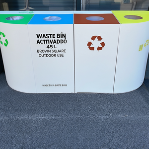 Bidone per Riciclaggio 45 L Marrone Quadrato per Uso Esterno - Product Image 2