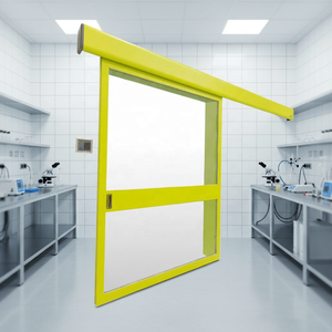 Porte coulissante moderne de salle d'opération hospitalière, en verre creux, insonorisée, à ouverture latérale électrique, hermétique pour usage médical - Product Image 1