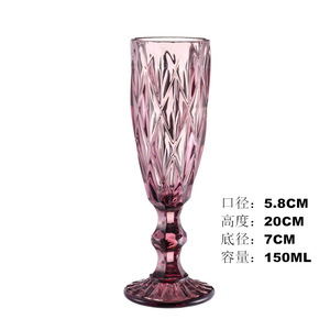 Pressed Embossed Premium Glassware <strong>Champagne</strong> Glass <strong>Flutes</strong> Vintage Wine Wedding Hot Selling <strong>Wholesales</strong> of 5 Oz 10pcs >10 Goblet - Product Image 4