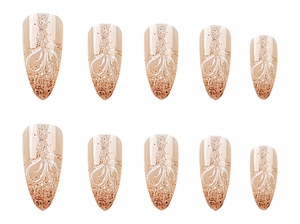 <span class=keywords><strong>Uñas</strong></span> Postizas Elegantes con Diseño <span class=keywords><strong>de</strong></span> Copos <span class=keywords><strong>de</strong></span> Nieve y Brillo Dorado, <span class=keywords><strong>Uñas</strong></span> Acrílicas Largas con Forma <span class=keywords><strong>de</strong></span> Almendra, Base Nude, Reutilizables, para Invierno y Navidad, Cobertura Completa - Product Image 3