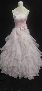 Robe de soirée vintage royale en satin rose à dentelle, manches courtes, grandes fleurs à volants, robe de mariée de bal, robe de mariée - Product Image 3