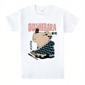 T-shirt Sushibara Capybara Sushi unisex per adulti taglia M bianca - Product Image 2