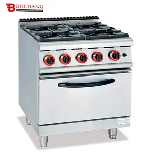 موقد غاز بأربعة شعلات مع فرن بسعر المصنع، موقد غاز تجاري مع فرن للحوم والخضروات - Product Image 1