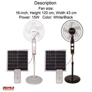 16 Inch Solar Stand <b>Fan</b> 3 High-Speed Large Capacity Lithium Battery Operated <b>Remote</b> <b>Control</b> Outdoor Household Rechargeable <b>Fan</b> J - Product Image 3