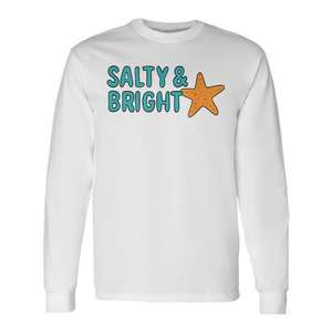 Salty & <b>Bright</b> Starfish Long Sleeve <b>T</b>-<b>Shirt</b> Coastal Christmas Design - Product Image 1