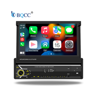 Radio para Auto Universal BQCC Carplay 1DIN con Pantalla Retráctil de 7'', Reproductor de Video Multi-Idioma, USB, AUX, Bluetooth, Asistente de Reversa, Reproductor MP5