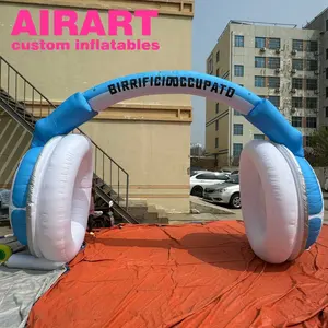 Headphone tiup 4M desain baru Earphone balon tiup warna biru tinggi