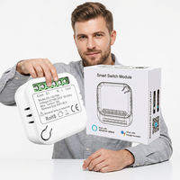 Interrupteur intelligent MINI avec 2 prises AC 10A 240V compatible WiFi, compatible avec Smart Life et les applications, blanc