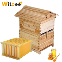 Caja de Colmena de Flujo Automático para Abejas, de Madera de Abeto Chino, con Kit de Flujo Encerado, 7 Marcos de Flujo y 10 Marcos Langstroth