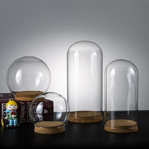 Cúpulas de vidrio transparente soplado con base negra para regalo de boda Cloche de vidrio medio decoración de la casa - Product Image 5