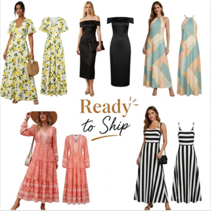 Vestidos de Verano con Abertura Lateral y Drapeado de Satén, Prenda Elegante para Mujer, Tallas Surtidas, Entrega Directa Consolidada - Product Image 1