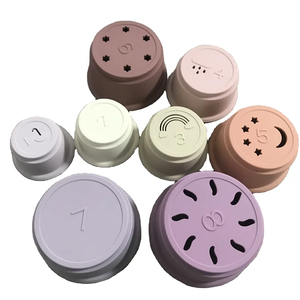 재미있는 교육 스택 업 컵 플라스틱 부드러운 젖니 장난감 쌓기 중첩 장난감 스태커 컵 무키 아기 스태킹 컵 장난감 - Product Image 6