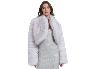 Veste Courte de Luxe en Fausse Fourrure de Renard pour Femme, Grand Col Revers, Manches Longues, Manteau Court Fourré, Idéal pour l'Hiver, les Mariages et les Fêtes, Boléro en Fourrure - Product Image 1