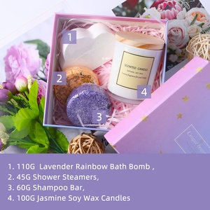 Donne di lusso Spa cura del corpo aromaterapia candele di cera di soia naturale Shampoo Bar doccia a vapore arcobaleno bagno bomba bagno <span class=keywords><strong>Set</strong></span> regalo - Product Image 4