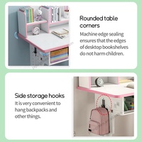 Nouveau Design Bureau d'Apprentissage pour Enfants avec Bibliothèque Mobilier de Maison Ensemble Table et Chaise d'Étude Réglable en Hauteur pour Enfant