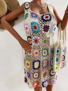 Oem Cache-maillot pour femmes Vêtements de plage à fleurs <span class=keywords><strong>Bohème</strong></span> Beach Cover Ups Loose Knit Crochet Cover up Swimwear Beach Dress 2024 Vocation - Product Image 4