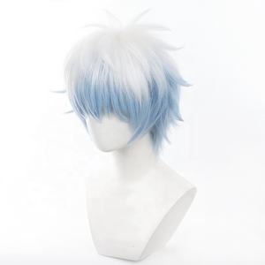 วิกผมคอสเพลย์กินทามะ ซากาตะ กินโทกิ สีขาว-น้ำเงินไล่เฉด ยาว 30 ซม. วิกผมสังเคราะห์ทนความร้อนสำหรับคอสเพลย์อนิเมะ ขายส่ง - Product Image 4