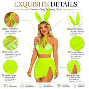 Conejito Cosplay Aliexpress transfronterizo nueva ropa interior Sexy con pecho expuesto Split PU uniforme Lencería Sexy Feminina - Product Image 3