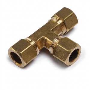 Raccord en T à compression en laiton forgé égal, ODM, pour tuyaux basse pression en pouces (AOL-116) SAE # 060401 - Product Image 1