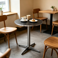 Table de café au design moderne avec plateau en bois, table ronde en métal de style nordique, mobilier de restaurant, tables à manger pour hôtel ou salon de thé