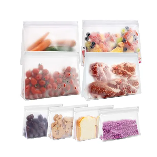 Vente en gros de sacs de stockage d'aliments sans BPA sacs d'arrêt frais de qualité alimentaire sac frais réutilisable en Peva pour sandwich aux légumes et aux fruits