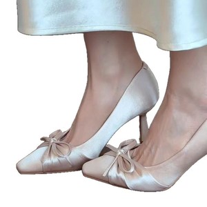 2026 Spring Summer Bow High Heels <b>For</b> <b>Women</b> <b>White</b> Pointed Toe Thin Heel <b>Pumps</b> Elegant Party Evening Shoes - Product Image 5