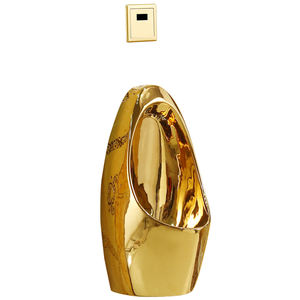 โถปัสสาวะสำหรับผู้ชายสีทองเซรามิกติดผนังประหยัดน้ำเคลือบทองสำหรับใช้ในบ้าน - Product Image 4