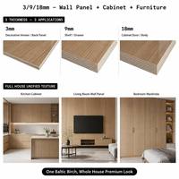 Contrachapado de Abedul Báltico Transparente Texturizado de 3/9/18 mm, Panel Ecológico con Acabado UV para Decoración de Muebles de Cocina y Hogar