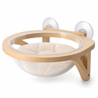 Hamac de luxe rayé en bois portable pour chat, avec ventouse, à suspendre au rebord de fenêtre ou balcon, pour bain de soleil estival, haute qualité pour animaux de compagnie