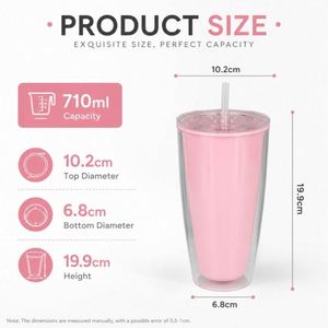 Custom Cold Drinking Plastic Tumbler Cups BPA Free 24oz <b>Double</b> <b>Wall</b> Acrylic Travel Plastic <b>Double</b> <b>Wall</b> With Straw and Lid - Product Image 2