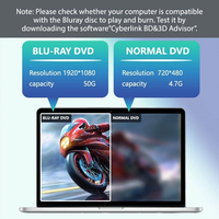 Lecteur/graveur externe de Blu-ray USB 3.0 3D BD DVD CD RW 25G 50G BD-R BD-ROM pour ordinateur portable PC