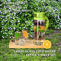 Ensemble de carafes à eau froide en verre, design européen, écologique, grande capacité, transparent, simple, 5 pièces, pour la maison, été