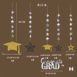 مبروك غراد خمس نجوم قبعة التخرج سحب العلم حزب الدراسات العليا حفلة موسيقية الديكور راية سحب زهرة - Product Image 6