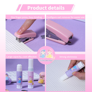 Set de Papelería de Sirena Adorable, 3 Piezas, Mini Engrapadora y Barra de Pegamento Sólido, Artículos Escolares Kawaii, Regalo para Niñas - Product Image 4