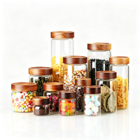 Bocaux de rangement en verre avec couvercles en bois d'acacia, bocaux en verre borosilicate de haute qualité pour grains de café, épices, organisation de la cuisine et du garde-manger, tiroir