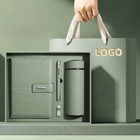 Coffret cadeau d'entreprise de luxe Carnet relié cuir A5 Stylo USB Bouteille d'eau Personnalisation disponible