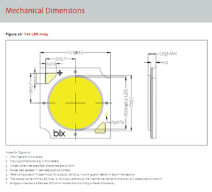 LED COB Bridgelux BXRE-27G10F0-A-83 d'origine, blanc chaud 2700K, 300mA, 34,5V, 120 °   Haute efficacité - Product Image 6