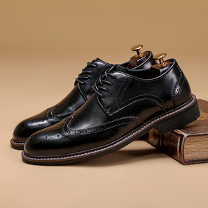 Zapatos Oxford Negros con Cordones y Punta Redonda, Suela de Goma, para Todas las Temporadas, Zapatos de Vestir para el Trabajo, Envío Directo - Product Image 1