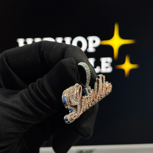 Pendentif personnalisé bicolore 2,2 pouces Or rose Or blanc Moissanite VVS Iced Out Collier Hip Hop Breloque Bijou - Product Image 5