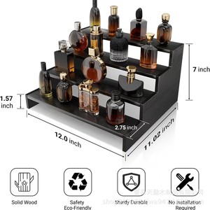 Wooden Perfume Storage Rack 4 Layers <b>Desktop</b> Cosmetic Organizer Heavy Duty Makeup Display <b>Shelf</b> - Product Image 4