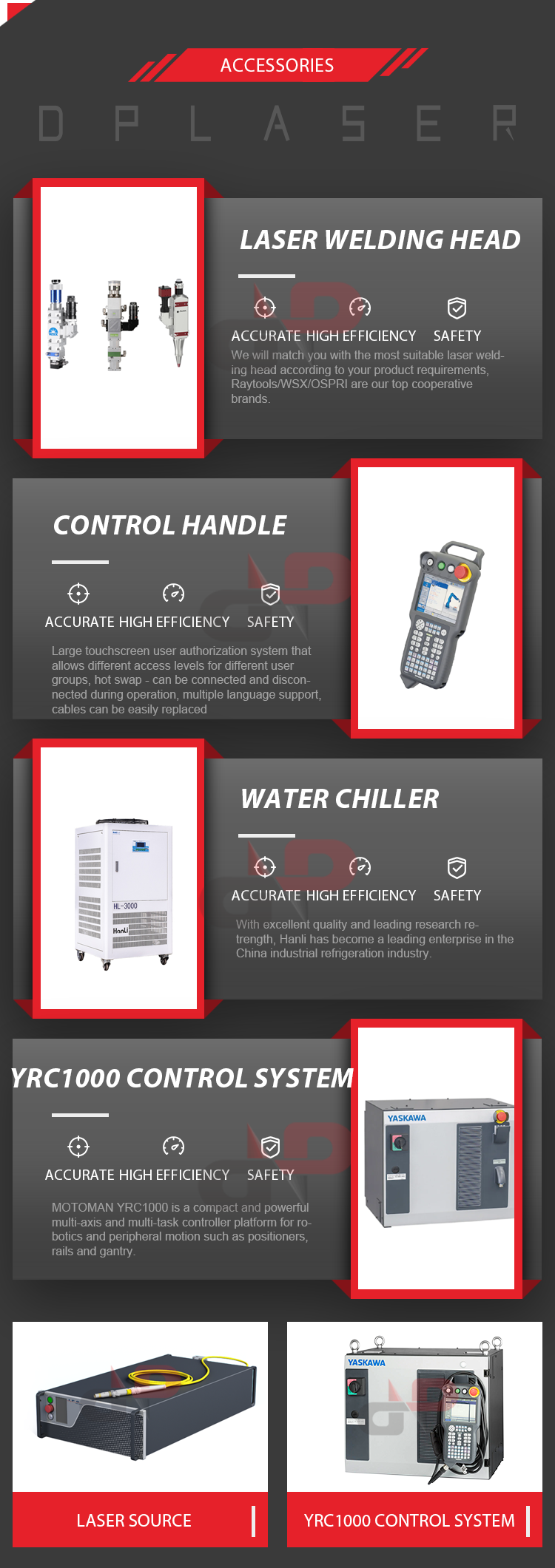 Yaskawa 6 Axis Robot Arm Stainless Steel Automatic Fiber Laser Welding Machine