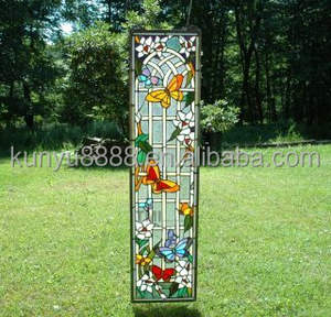 Fourniture d'usine : Magnifique vitrail Tiffany style européen motif papillon, 25x90, solide, double face, haute luminosité, pour décoration - Product Image 2