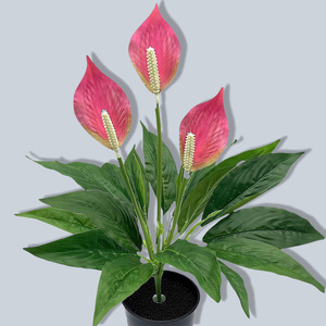 Plantes artificielles Mengjie Anthurium rouge imprimé en 3D en PVC souple en pot Décoration intérieure - Product Image 3