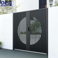 Portail double battant en aluminium de style chinois, noir, pour villa et jardin, résistant aux intempéries, à commande manuelle, décoratif, pour allée principale