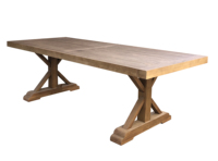 Table de salle à manger de style français pour la maison, table de cuisine antique en bois massif, rustique, carrée, 10 places, pour les événements