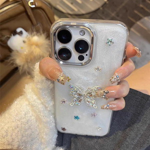 Funda para teléfono con diseño coreano de Instagram, con estrellas y mariposas de diamantes de imitación, para iPhone 17/16 Pro Max, para iPhone 15/13, aspecto premium - Product Image 4