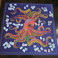 Tapis de jeu de mahjong Octopus Ocean de 31,5 pouces avec base en caoutchouc antidérapante et surface insonorisante